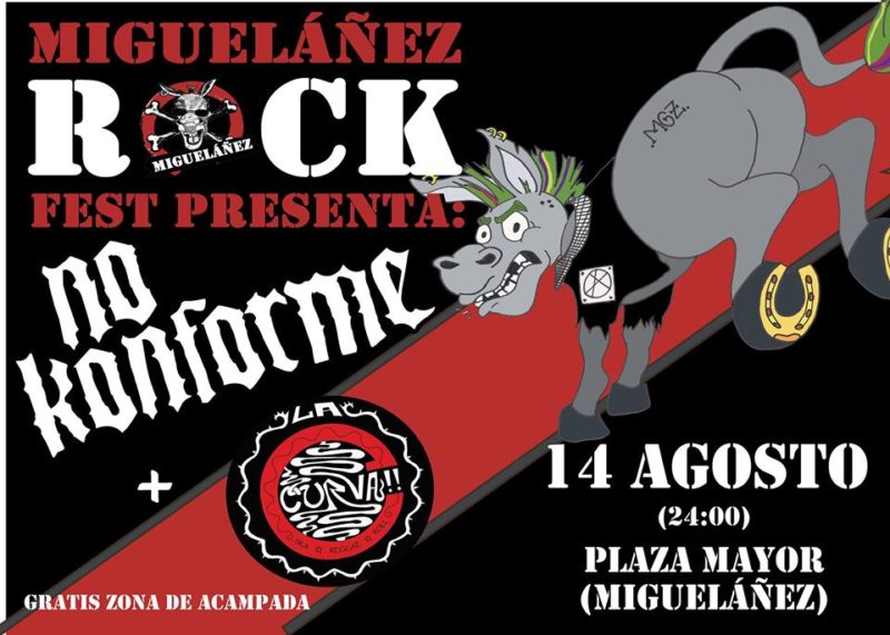 cartel Miguelañez Rock: No Konforme + La Curva en Miguelañez (Segovia) el 14 de Agosto de 2019