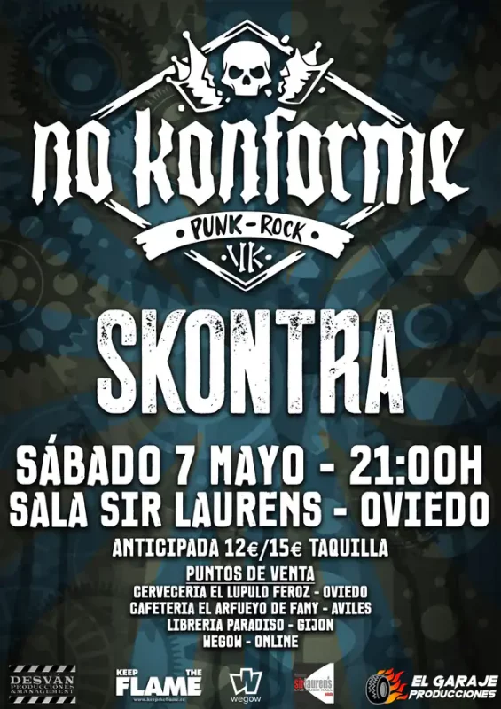 Carte de concierto No Konforme + Skontra en Oviedo el proximo 7 de Mayo de 2022